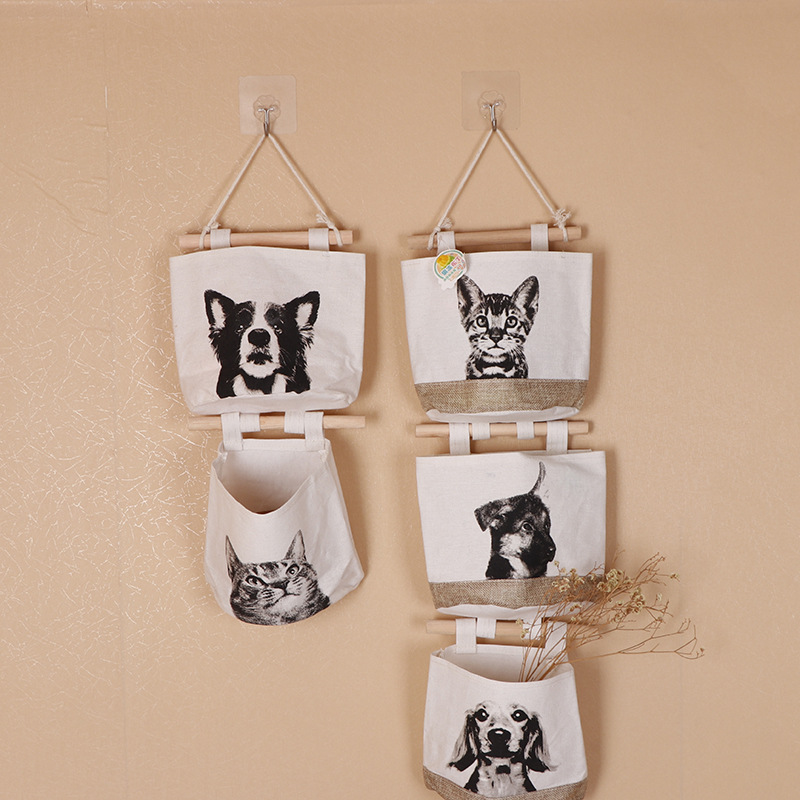 Color de lino solo bolsillo multi-Bolsillo colgante bolsa hogar bolsa nueva zakka almacenamiento bolsa al por mayor