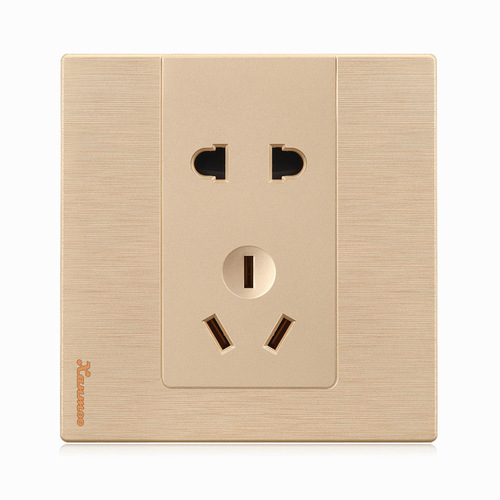 Type 86 wall switch socket panel champagne gold brushed socket concealed five-hole socket hotel wall switch