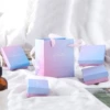 Blue linen bag, gift box, gradient