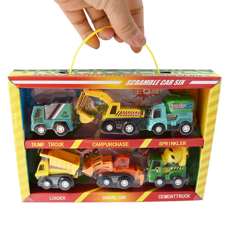 Construction Vehicle Toy Car Pocket Toy Car Construction Team Combination Set Excavator Pull-Back Car Racing Truck