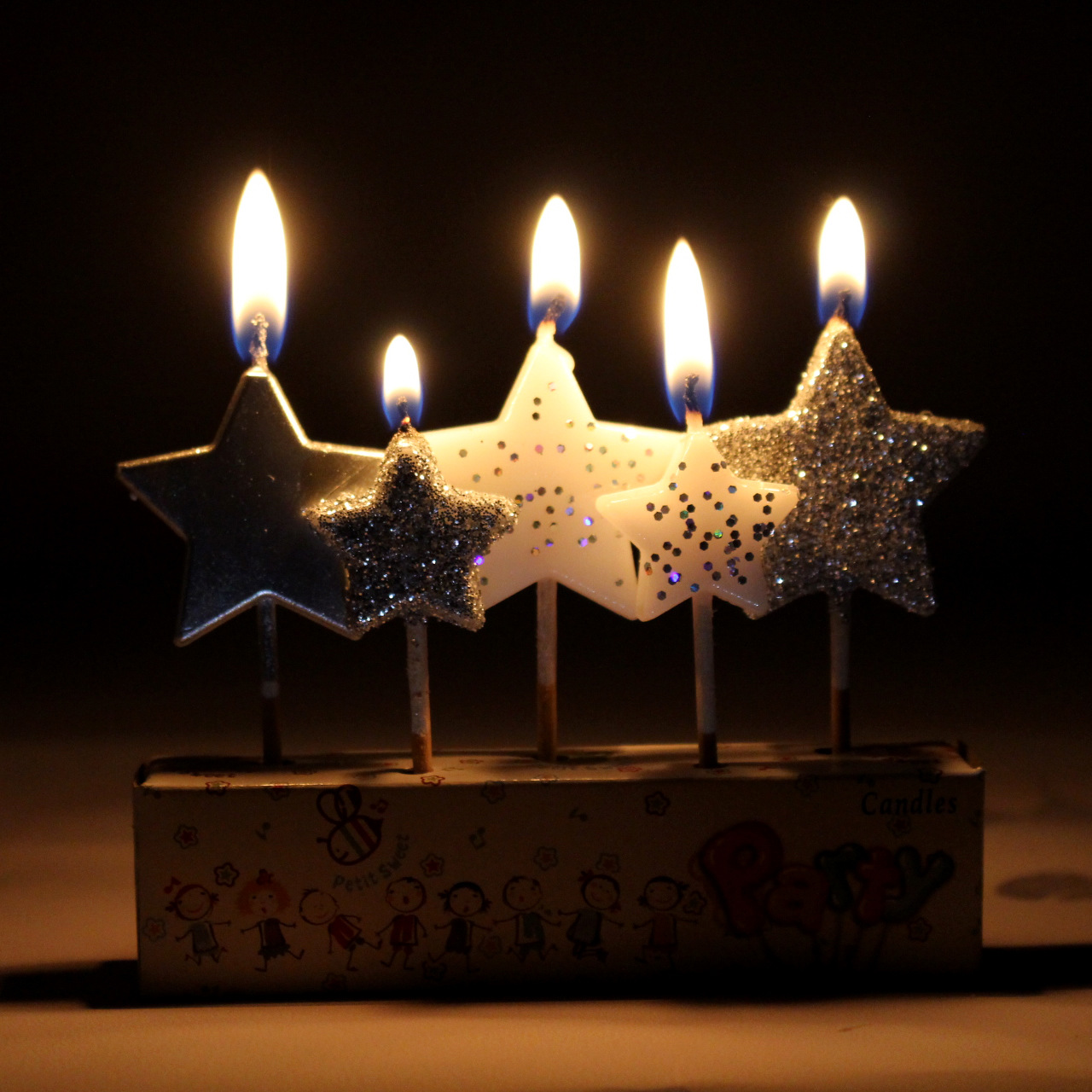 Nueva vela de estrella de cinco puntas creativa de Navidad pintada lentejuelas polvo de oro accesorios de bricolaje pastel de cumpleaños vela libre de humo