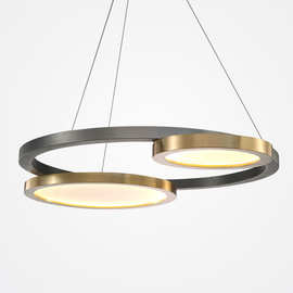 一件代发北欧不锈钢大饼圆盘餐吊灯 美式客厅卧室创意LED样板间灯