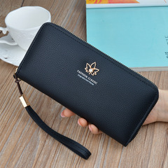 New women's wallet women's long zipper clutch bag women's fashion simple large capacity pebbled pattern wallet mobile phone bag
