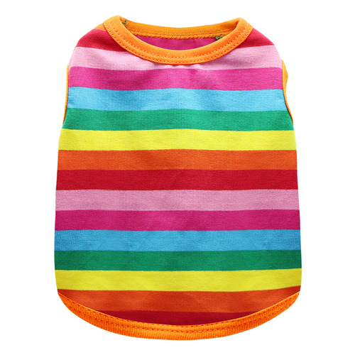 Pet clothing rainbow strip pet dog cotton thin cat Teddy Boston terrier small puppy Schnauzer vest