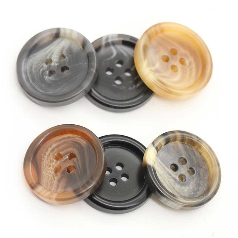 Factory supply round pattern four-eye buttons men's trench coat coat clothes buttons resin suit buckle