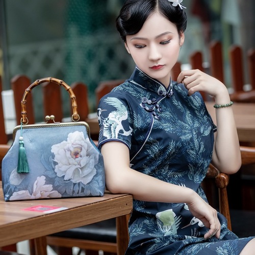 Cheongsam antique bag handbag retro women's bag handmade gold bag diagonal evening bag Chinese Republic style