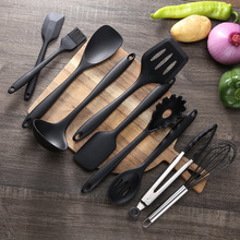 现货全包硅胶厨具十件套不粘锅厨房工具烹饪铲勺功能组合厨具套装