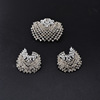 Fashionable universal jewelry, earrings, ring, set, accessory, European style, diamond encrusted