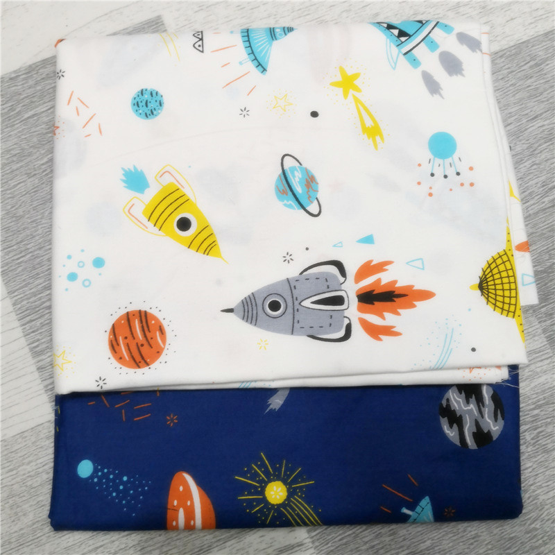 北欧卡通排排熊印花棉布儿童床上用品面料幼儿园无荧光剂全棉布料