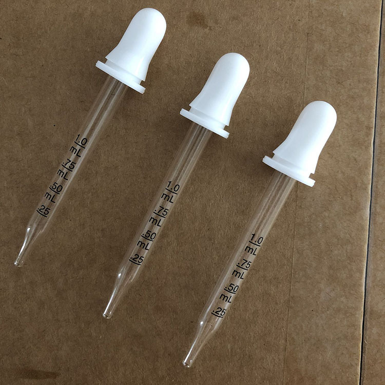 玻璃滴管 直尖弯型带刻度1ML胶头滴管 用于香水精油滴耳眼药管