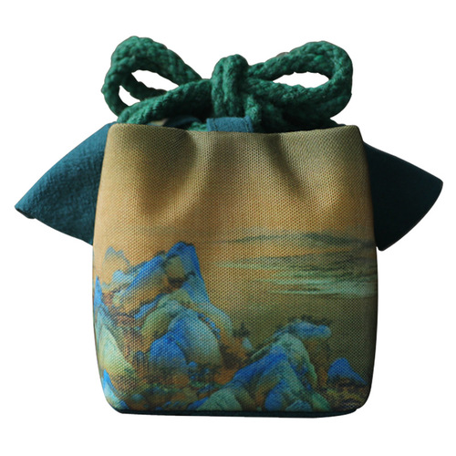Erya manufacturer wholesale storage bag travel tea set teapot teacup cloth bag teacup ancient painting teacup cloth bag
