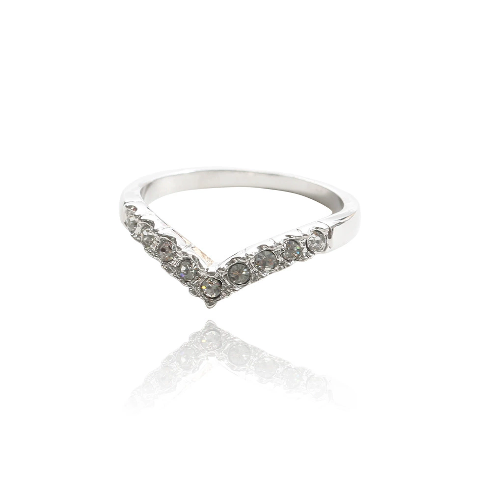 Sun Cloud Новое Diamond V-слово кольцо простое ожидание перстня, кольцо на палец мизинца, кольцо для женских пальцев