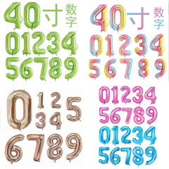 40 inch large number gradient color blue rose red aluminum film ball wedding party pass children's toys birthday wholesale