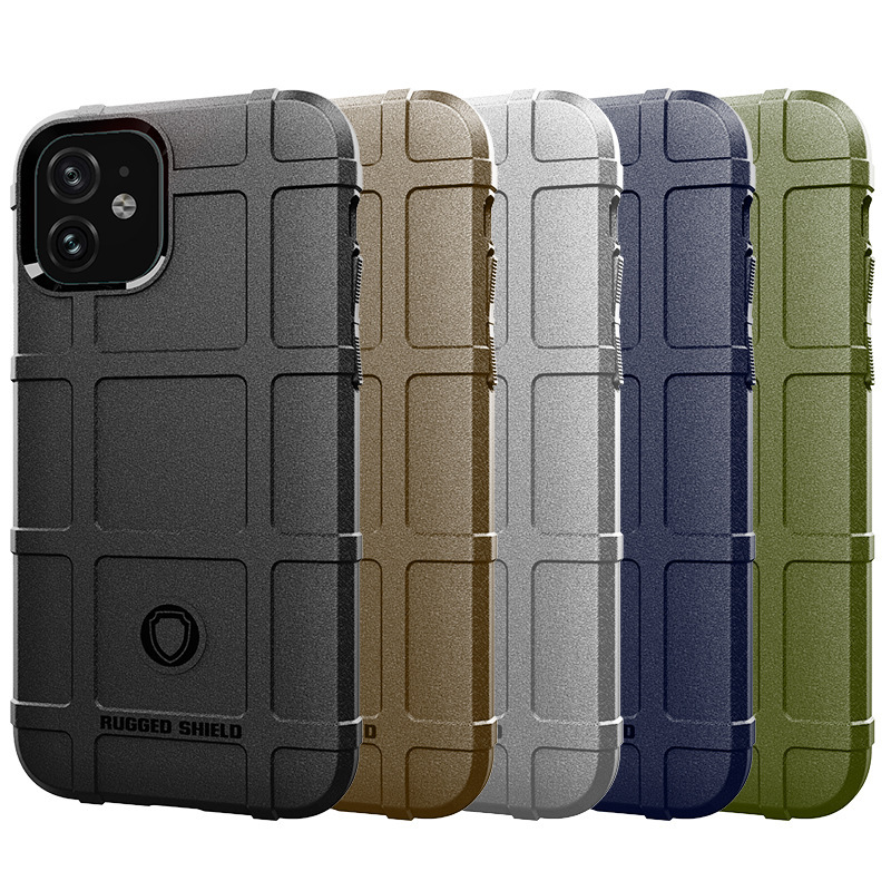 For iPhone 11 Mobile Phone Case Apple 11 Protective Case Soft Silicone Tactical All-inclusive Thickened Frosted Shield Solid Color