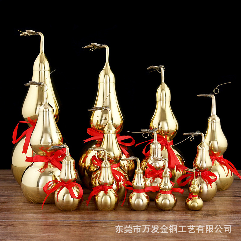 黄铜葫芦仿古铜器工艺品厂家批发商务礼品家居摆件八卦铜葫芦开盖