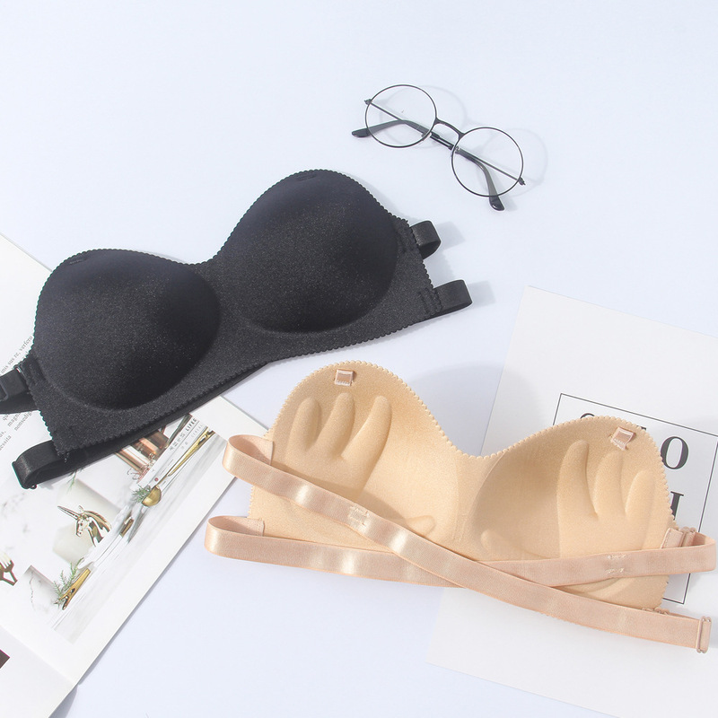 One-Shoulder Cross-Strap Tube Top Dress Without Underwear, Invisible Bra, Versatile Bandeau, Ice Silk with Chest Pads One-Shoulder Cross-Strap Tube Top Dress Without Underwear, Invisible Bra, Versatile Bandeau, Ice Silk with Chest Pads