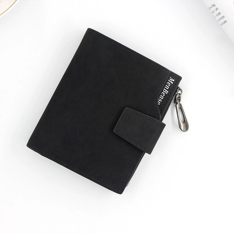 Short capacious matte wallet with zipper