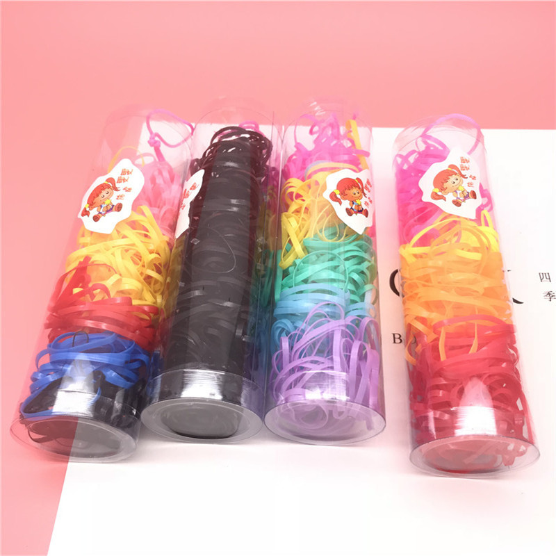 Joyería de gran barril desechable banda de goma updo color negro de los niños cuerda de lazo de pelo tocado de la muchacha anillo de cuero