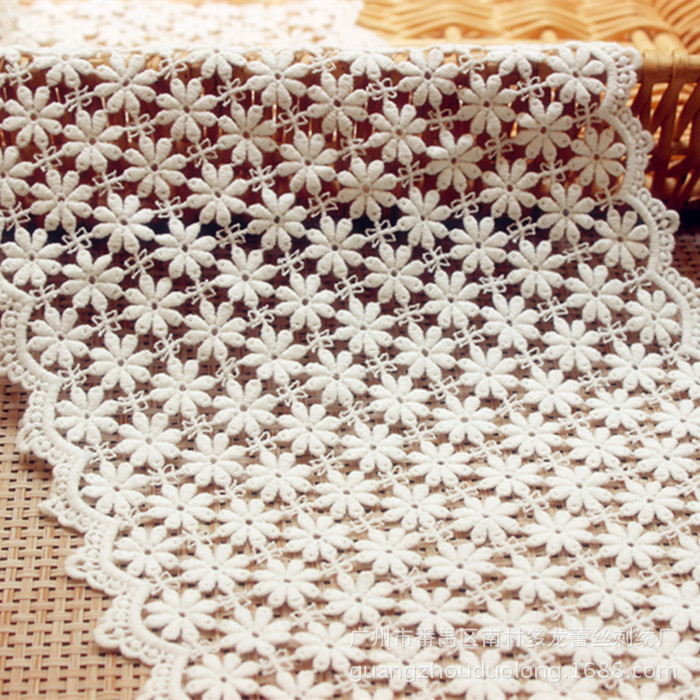 厂家直销1018403DIY服装辅料纯棉水溶电脑刺绣花边宽20厘米