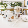 Cute cartoon ceramics, coffee cup for beloved suitable for men and women with glass