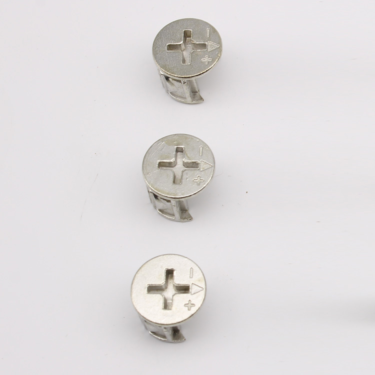 3,8/3,9/4G rueda excéntrica niquelado muebles tres en uno cerradura tres en uno conector aleación de zinc rueda excéntrica