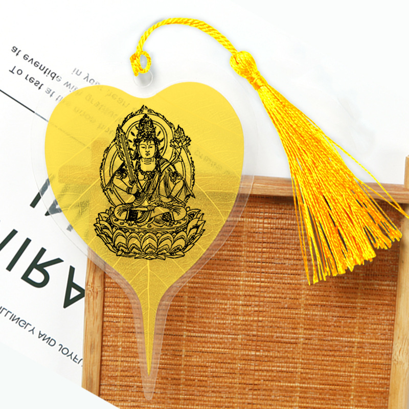 Cultura de la hoja Bodhi Marcadores conmemorativos de venas de hojas Marcadores de hojas de estilo chino clásico creativo Marcadores de metal Sakyamuni
