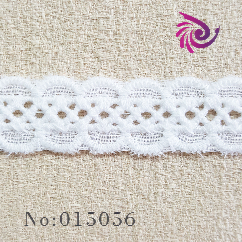 1.5cm双边波浪型花边 全棉镂空棉布绣花 全棉棉线服装辅料