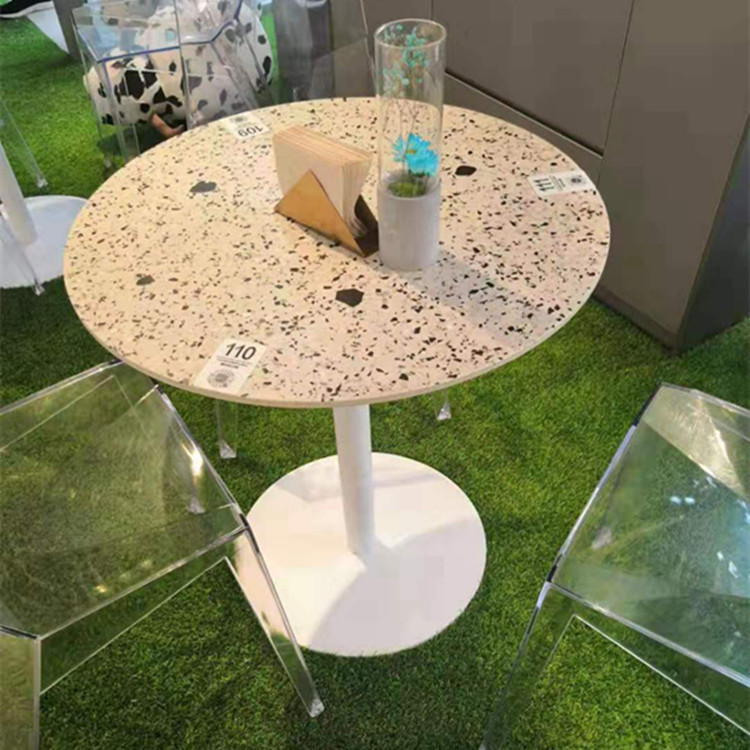 Design Dining Table Slate Marble Metal Craft Round Table Household Terrazzo Dining Table Cement Furniture Round