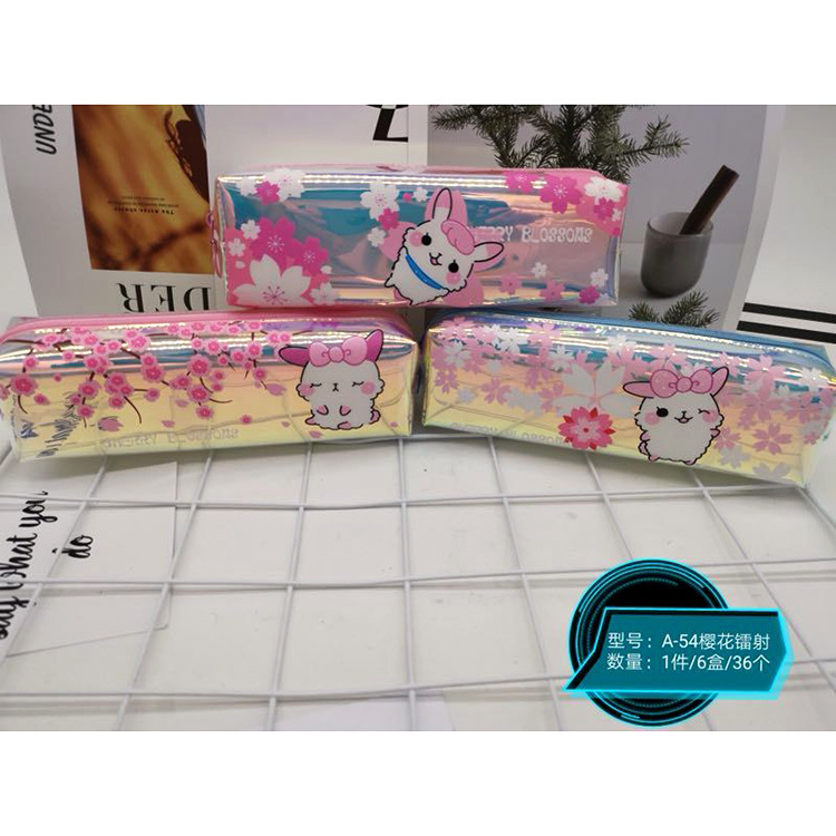 Caja de lápiz creativa caja de papelería de dibujos animados caja de lápiz de arena movediza de aceite de PVC estudiante de gran capacidad bolsa de lápiz al por mayor