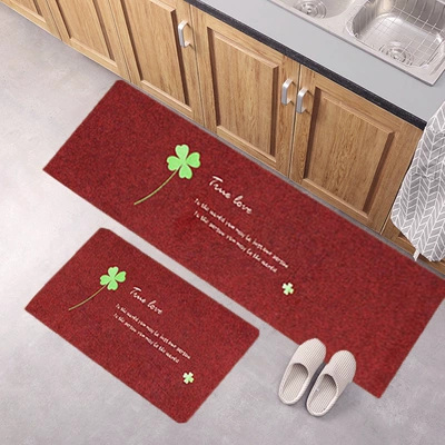 Avtomobil döşəmə paspasları Can Be Shipped in One Piece - embroidered-four-leaf-clover-wine-red-bottom-406040120