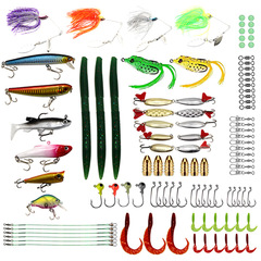 Lure Kit 102 Pieces Saltwater and Freshwater Artificial Baits Glitter Soft Baits Hard Baits Glitter Hooks Cross-border Supply