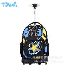 厂家销售 中小学生拉杆书包 手拉书包 儿童书包 双肩包 条纹背包