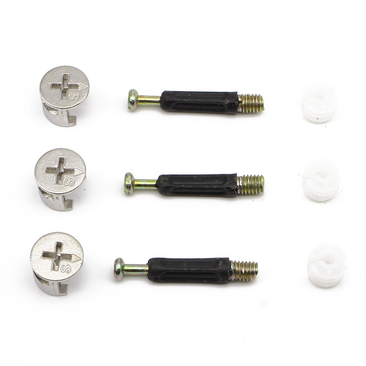 Conector de Madera con Rueda Excéntrica Niquelada, Enlace de Bloqueo, Tres en Uno, Herraje para Muebles y Gabinetes, en Existencia