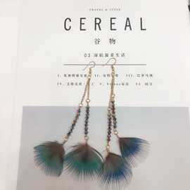 欧美复古波西米亚耳环时尚创意长款流苏气质云南孔雀羽毛耳饰批发