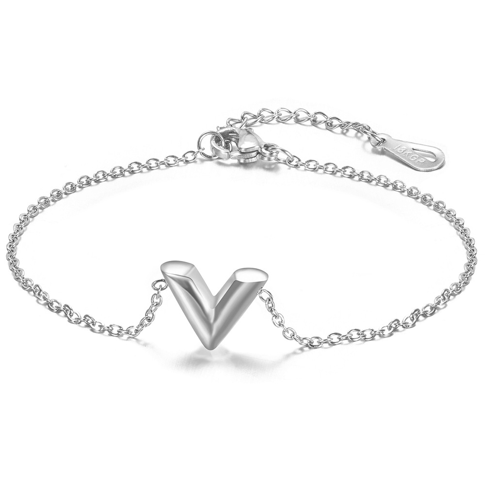 Collar femenino en forma de V pendientes traje de acero de titanio Conjunto de joyas de acero inoxidable Joyas de tres piezas en forma de V pulsera