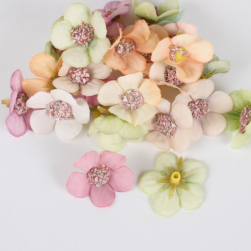 Cross-border 2.5cm wedding silk flower head DIY flower arrangement material 50 flowers artificial flower clothing garland creative flower buds