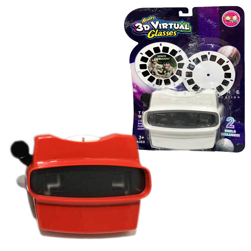 Venta caliente de los niños Qizhi educación temprana Ciencia Cognitiva juguetes 3D caja de transferencia de visualización proyector de la máquina con 2-disco de diapositivas