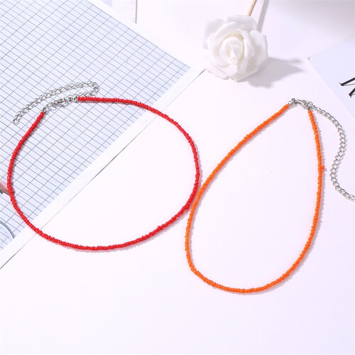 Ethnic Style Fashion Beaded Necklace with Colorful Millet Beads, Summer Beach Lockchain, Bohemian Short Length Choker