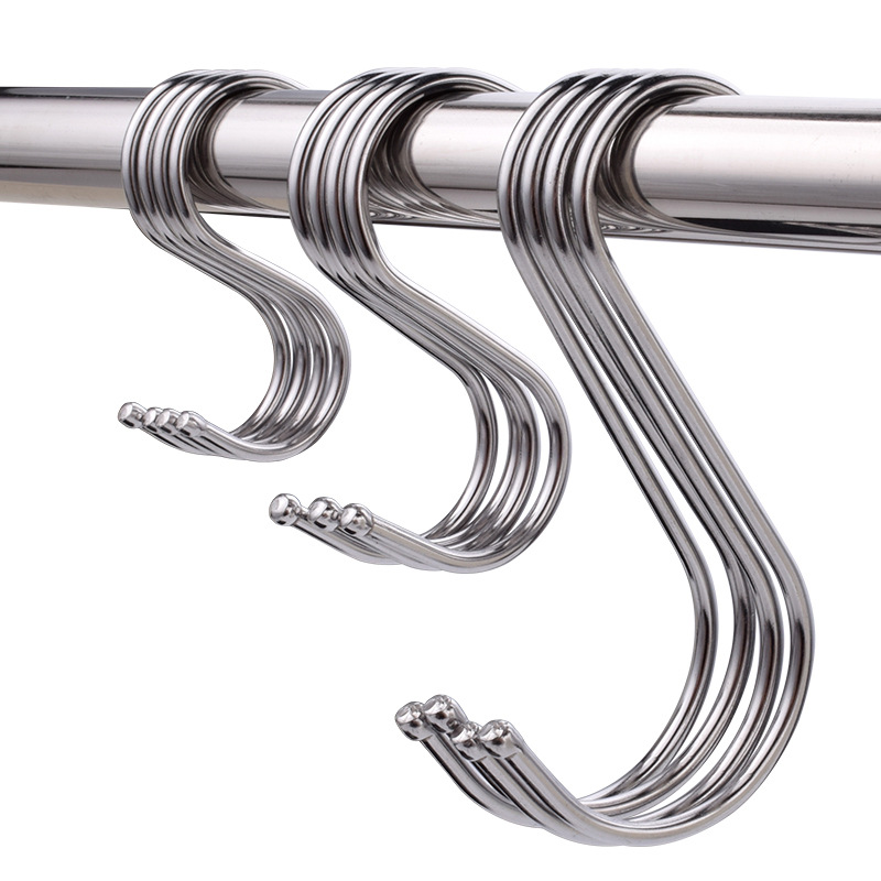 Large Multi-function S-shaped Hook Large, Medium and Small Strong Load-bearing Solid Kitchen Bedroom Supermarket Shelf Hook Stall