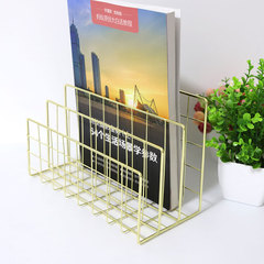 Iron metal three-compartment bookshelf, creative book stand, desktop decoration, file and book storage rack, file rack