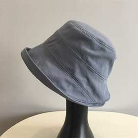 新款韩版春夏出游遮阳纯棉盆帽日系文艺百搭前长后短渔夫帽子