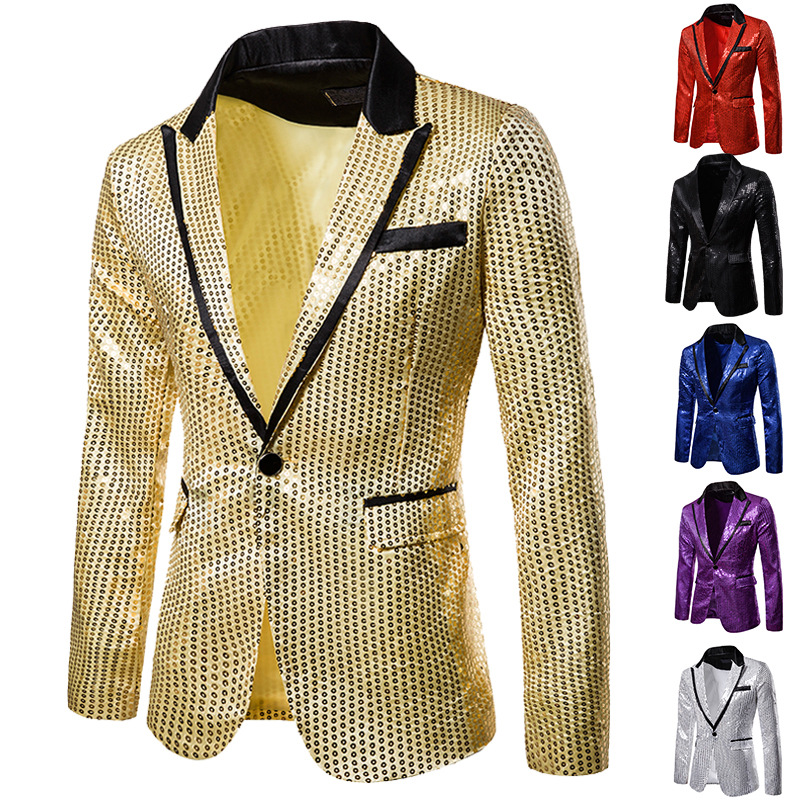 Men's Suit Sequin Performance Dress Suit Nightclub Men's Host Emcee Photo Studio Jacket Suit Xz58