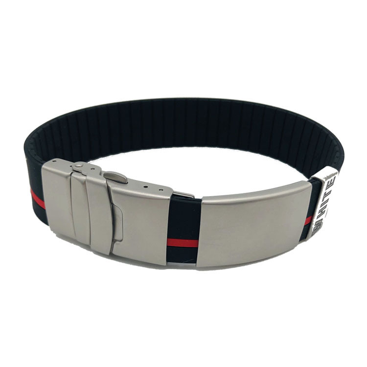 Hot sports medical logo bracelet ID wristband with medical alarm badge silicone buckle personalized medical ID bracelet