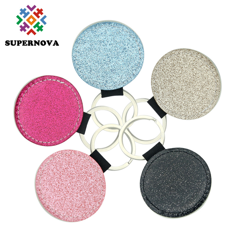 Transferencia térmica en blanco brillante llavero sublimación de un solo lado PU ornamento de cuero colgante llavero material