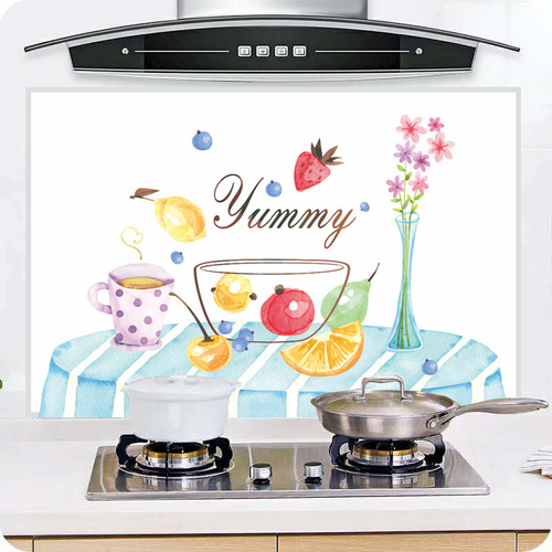 T self-adhesive oil-proof stickers kitchen stove high temperature resistant tile stickers cabinet range hood waterproof decorative wallpaper