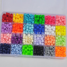 亚马逊速卖通热销24格 18格6*9mm彩色小桶珠diy儿童手工串珠材料