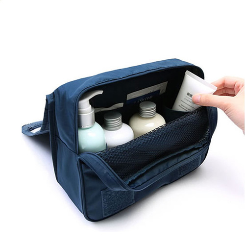 Travel wash kit bag, hanging foldable storage bag with hook, toothbrush and cosmetic storage bag