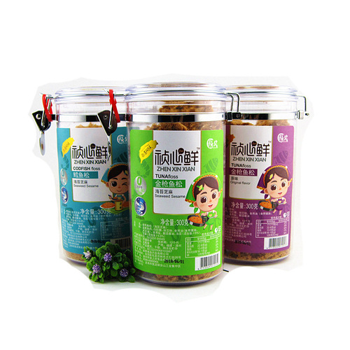 Domestic Zheng Award Zhengxin Fresh Pork and Cod Fish Floss 300g Baby Food, Shelf Life 12 Months per Box (6 Cans)