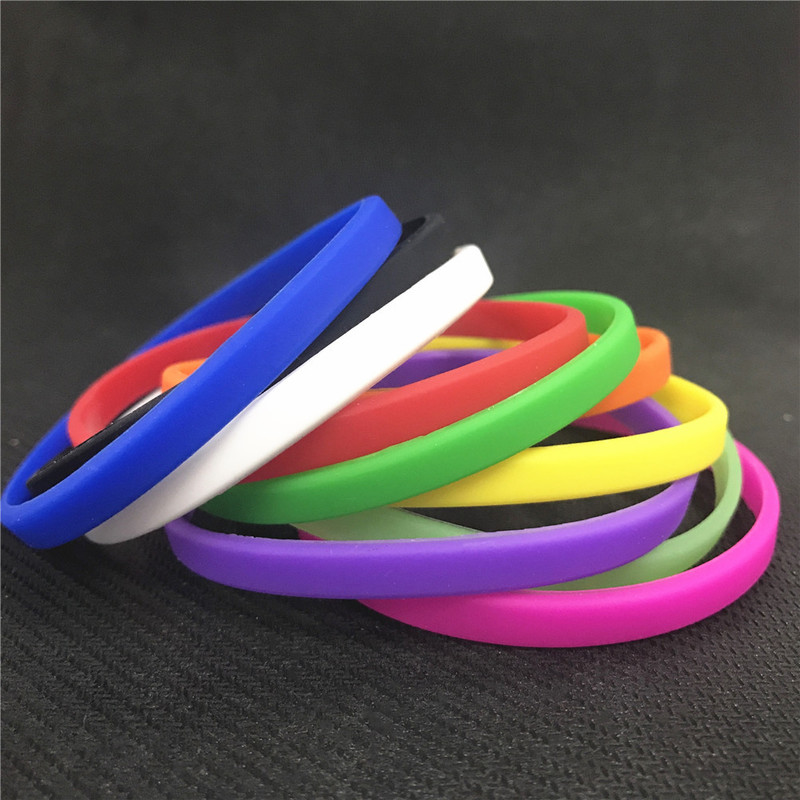 No word 6mm thin width noodles silicone bracelet 10 colors optional fluorescent effect bracelet No word 6mm thin width noodles silicone bracelet 10 colors optional fluorescent effect bracelet