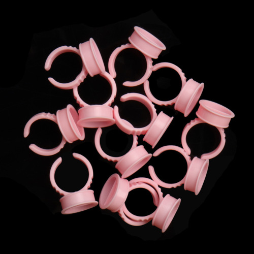 Wholesale eyelash grafting tools pink ring cup pattern embroidery eyelash drop glue ring cup transparent packaging